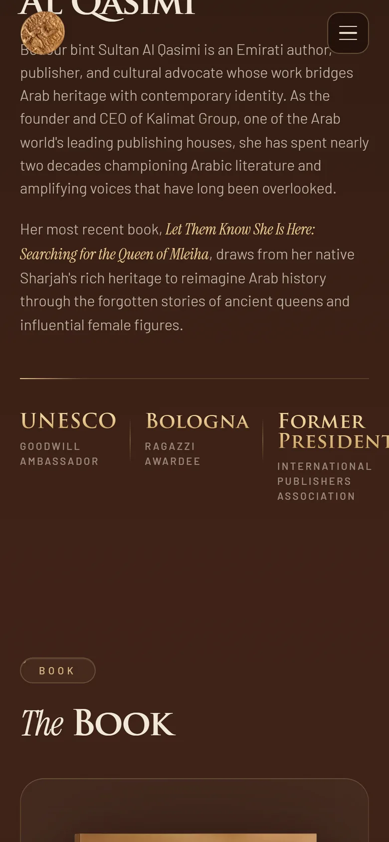 Author section on mobile