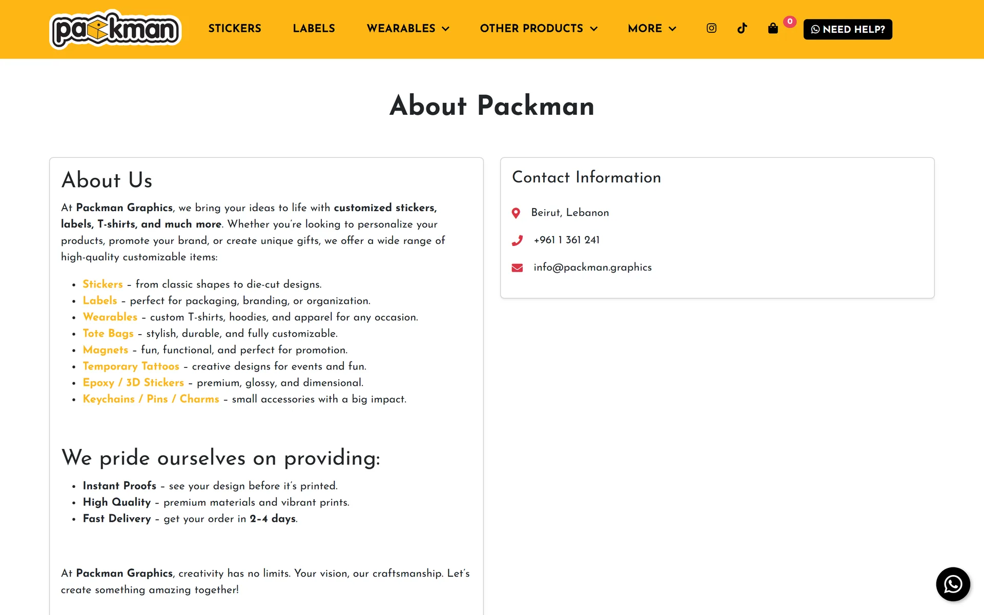 Packman about page