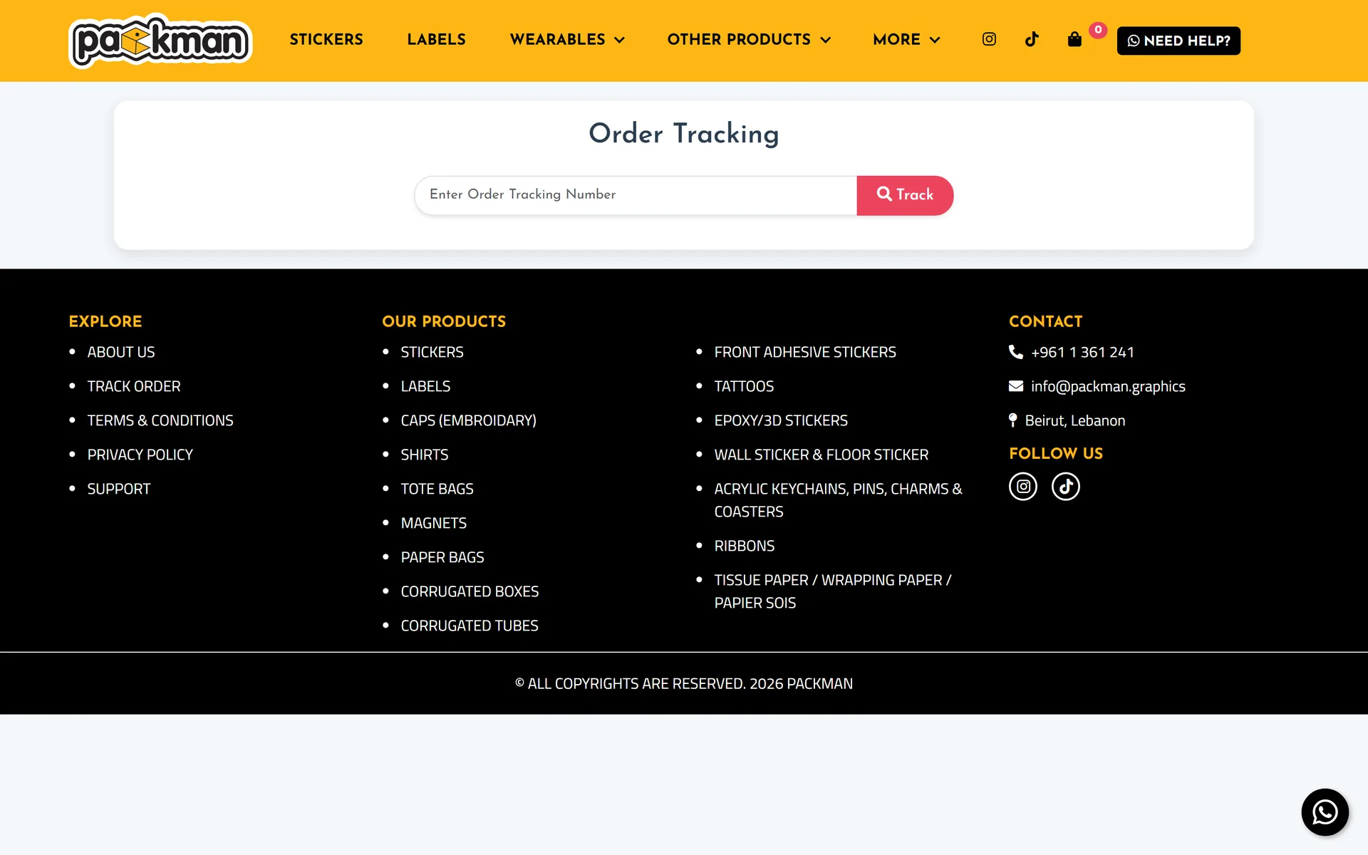 Packman order tracking