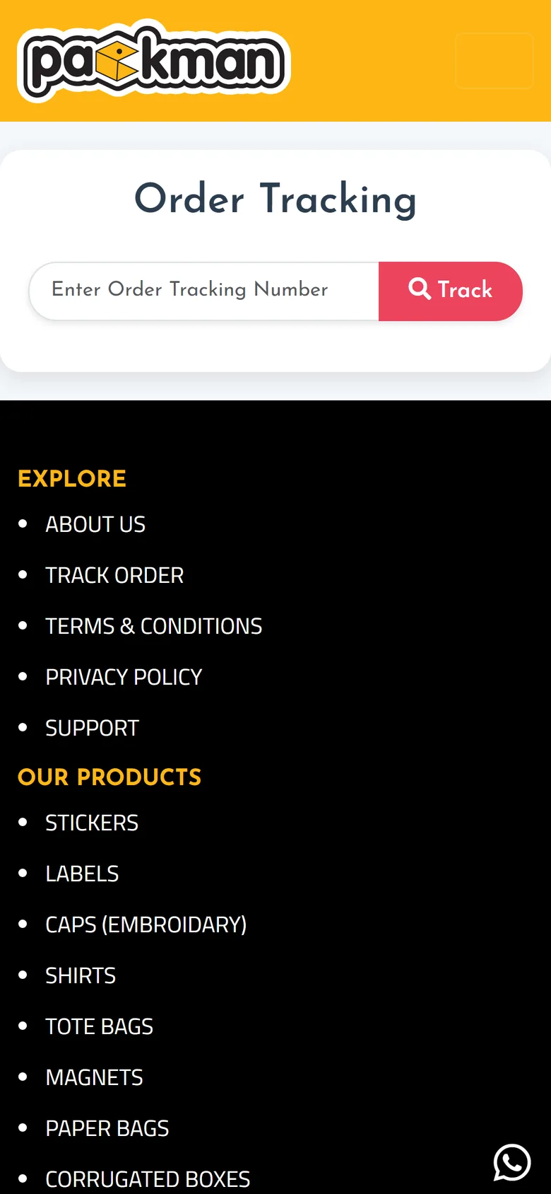 Packman order tracking on mobile