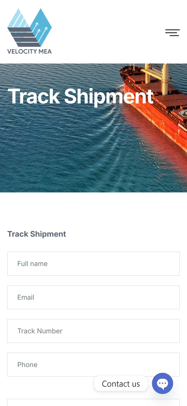 Velocity MEA tracking form on mobile