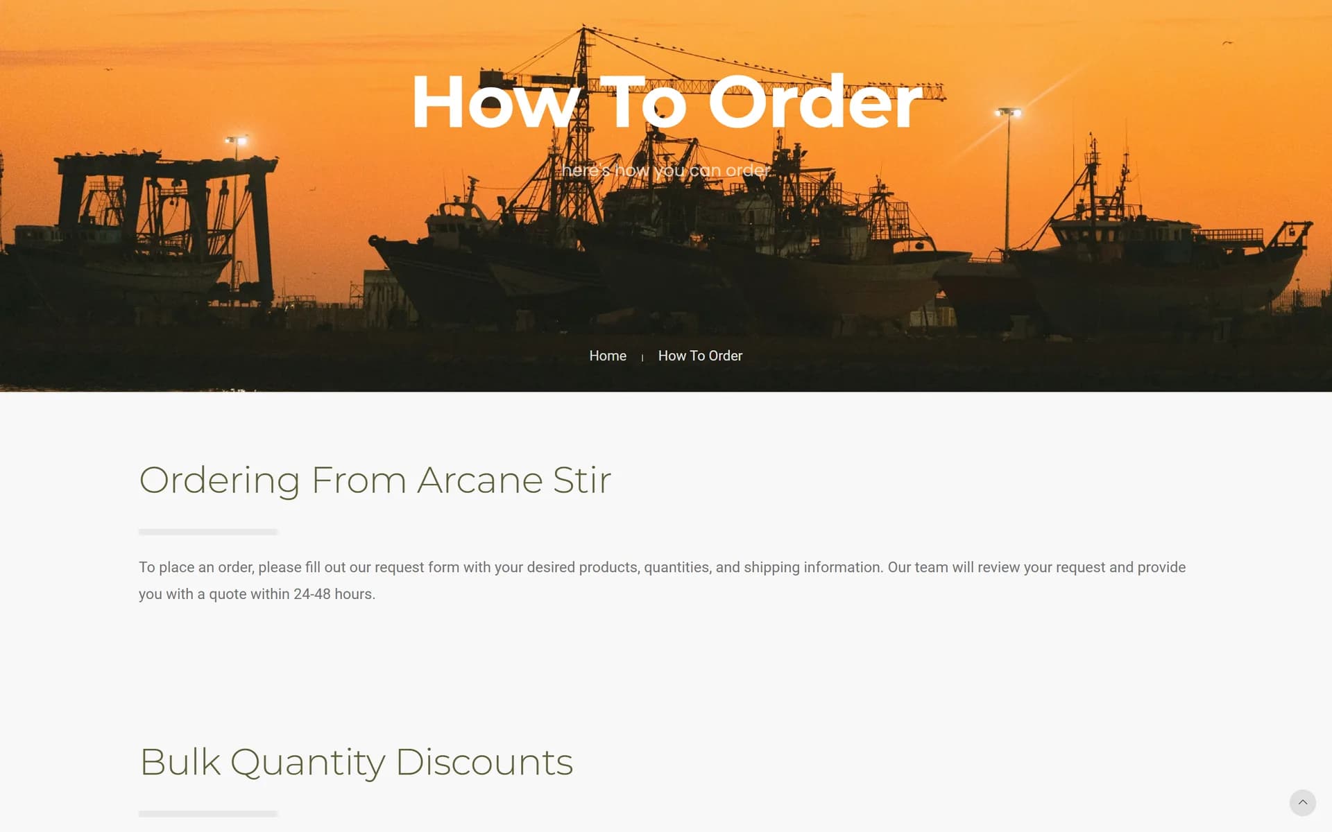 Arcane Stir how to order page