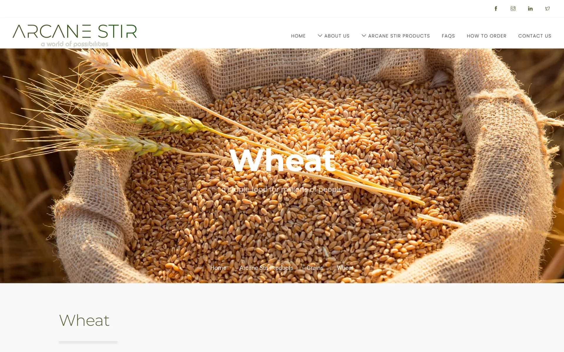 Arcane Stir wheat product page