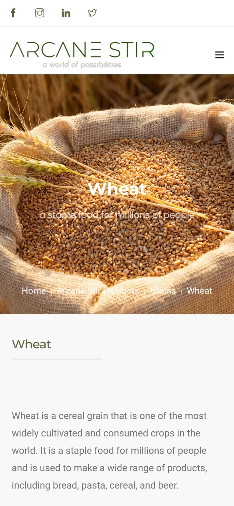 Arcane Stir product page on mobile