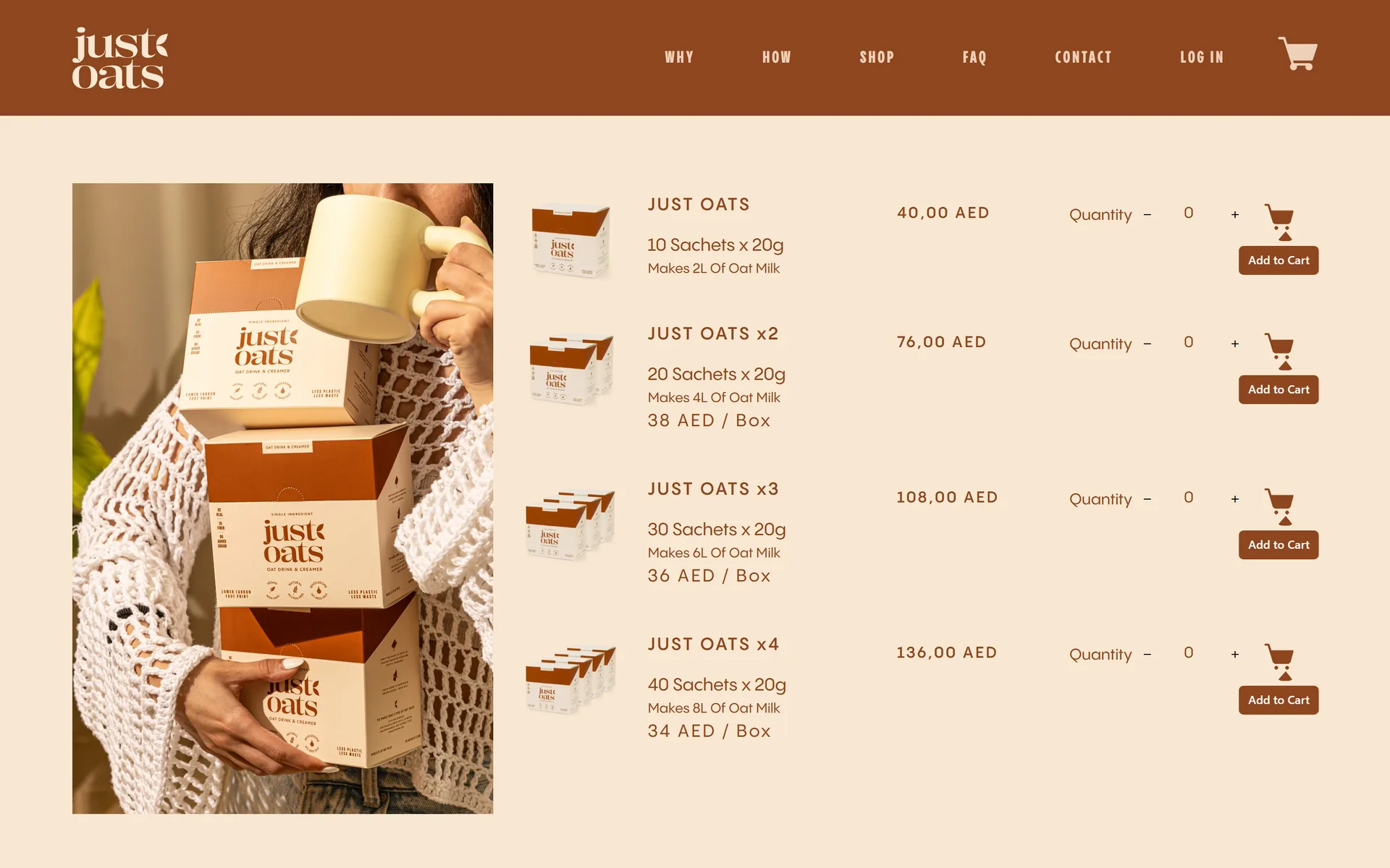 Just Oats shop with bundle pricing