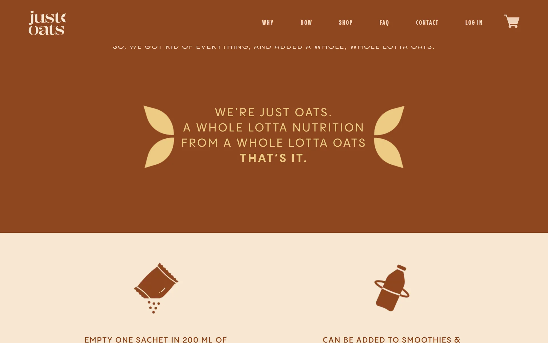 Just Oats brand story section
