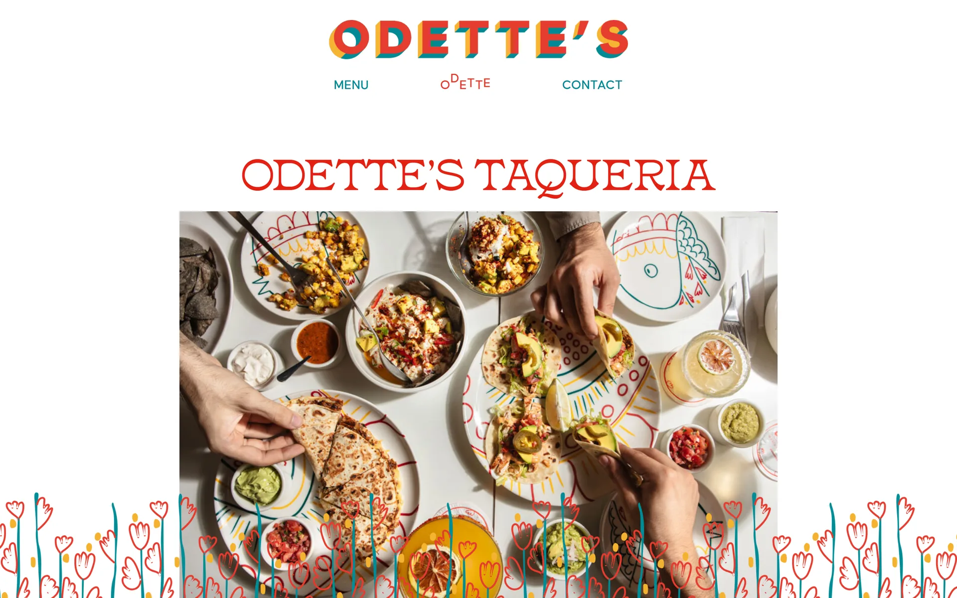 Odette's Taqueria story page with food photography