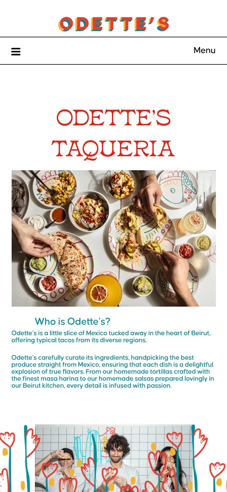 Odette's story page on mobile