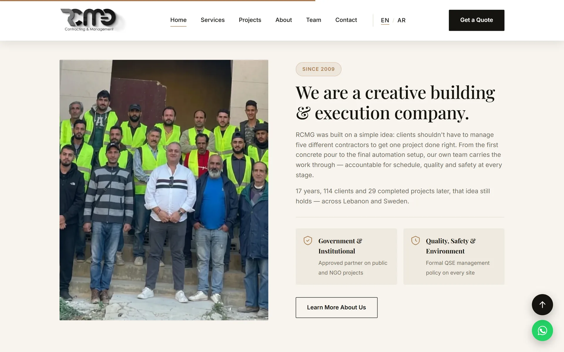 RCMG company introduction with the site team