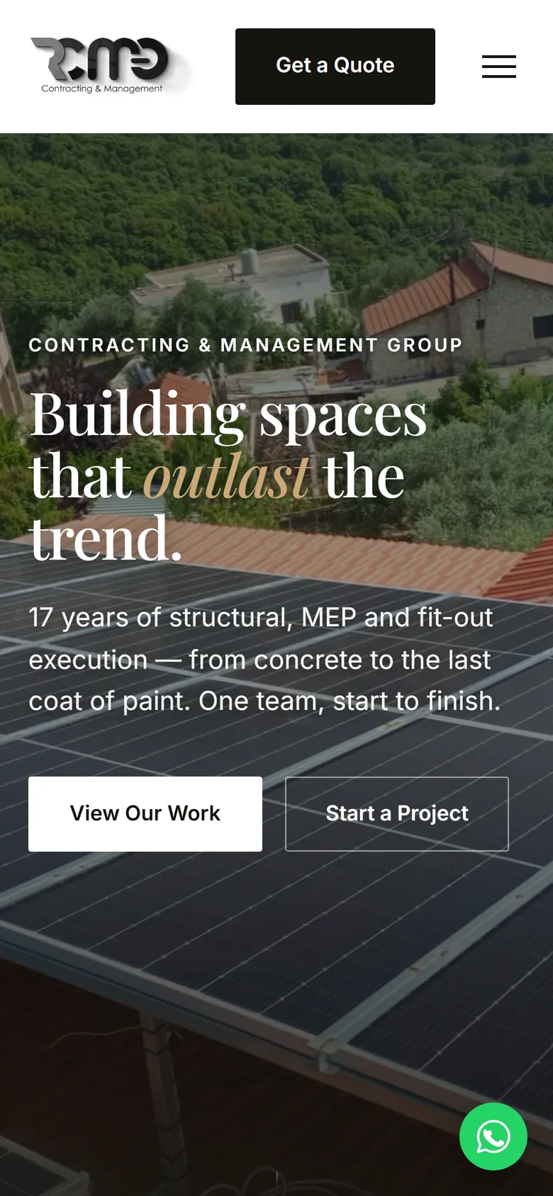RCMG home page on mobile