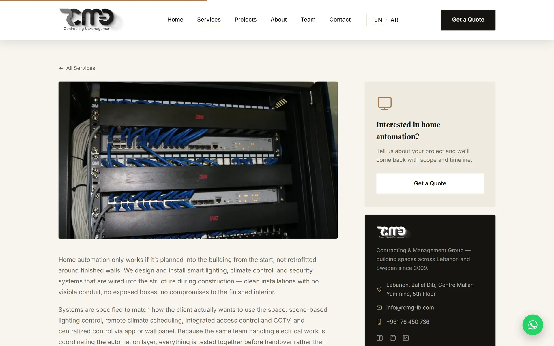 RCMG home automation service page