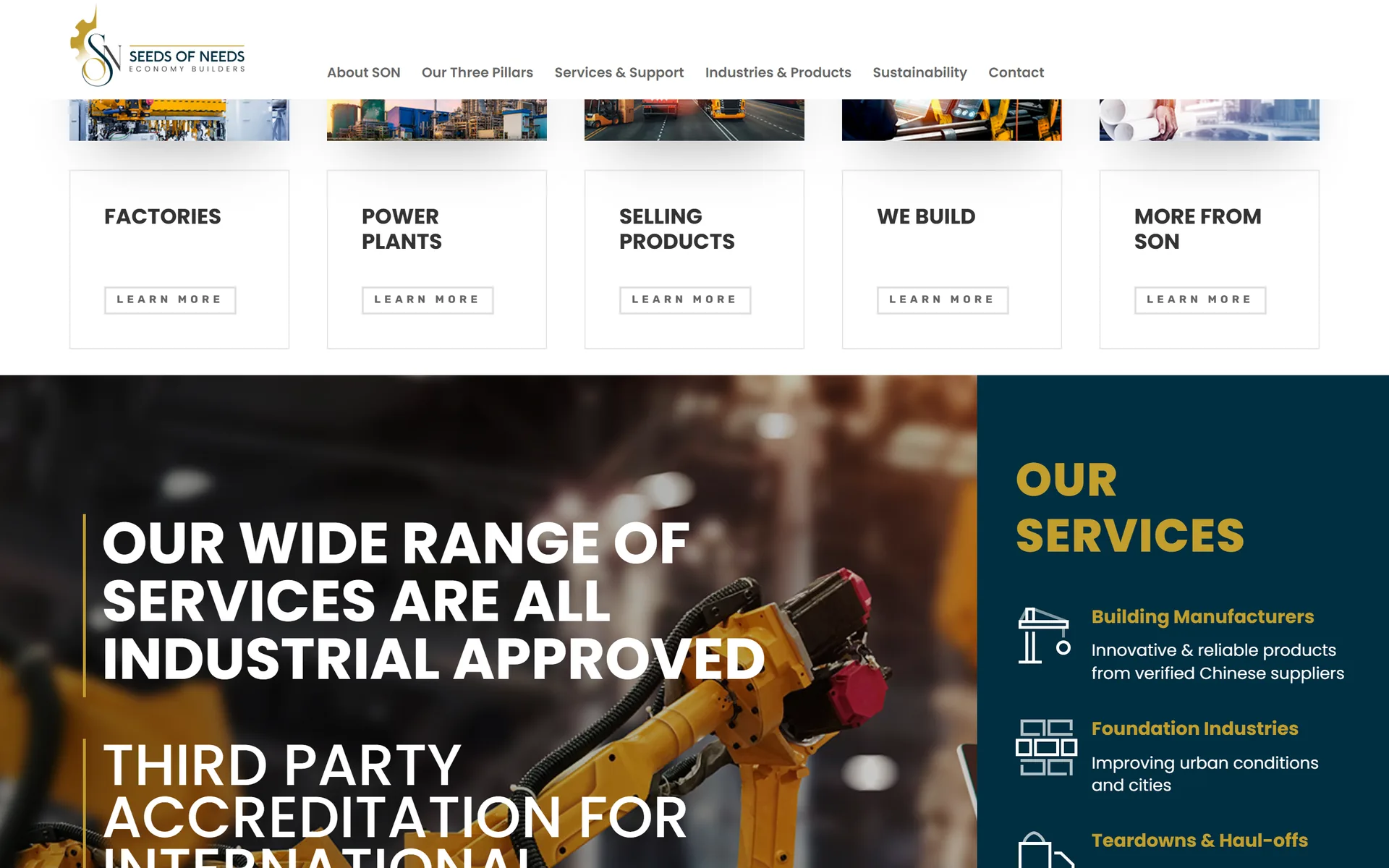 Seeds of Needs about section on the home page