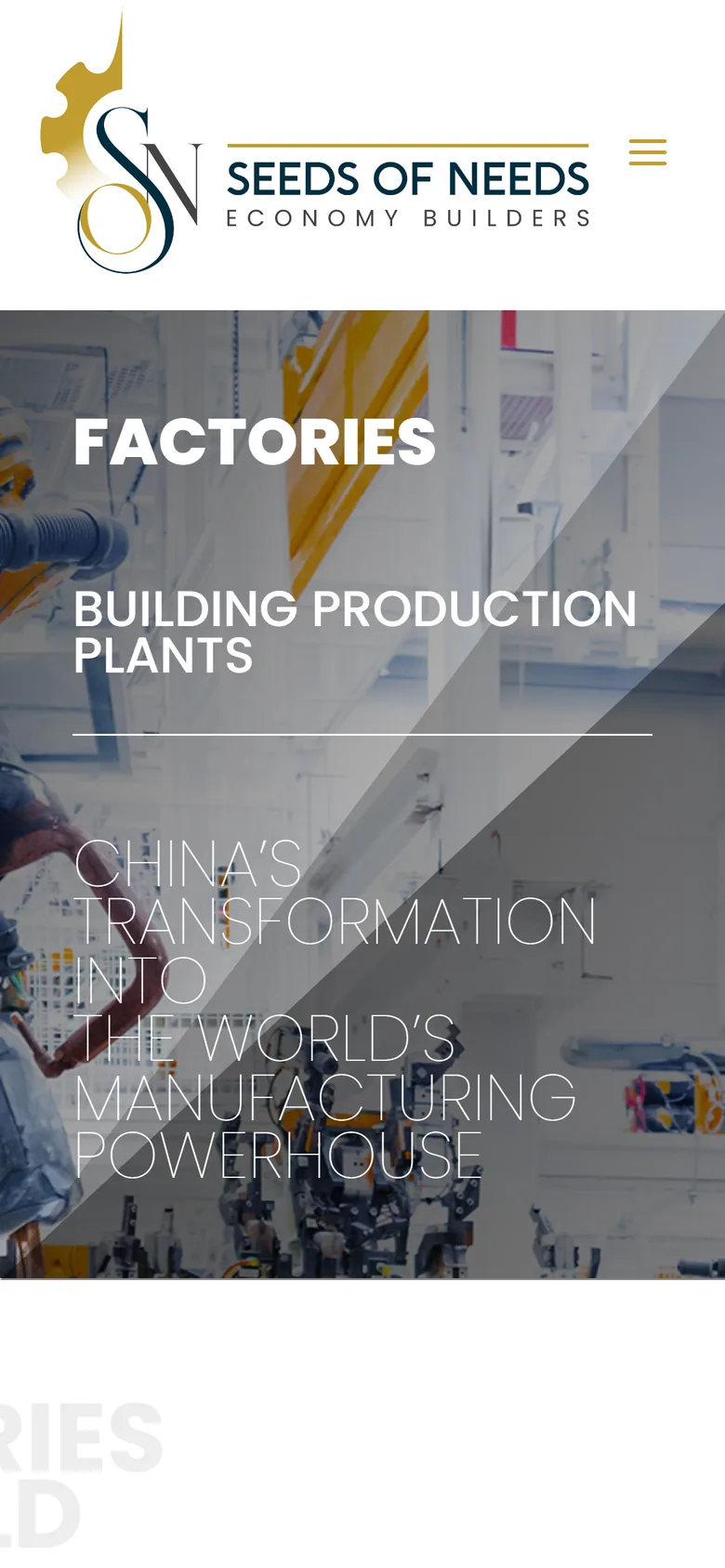 Seeds of Needs factories page on mobile
