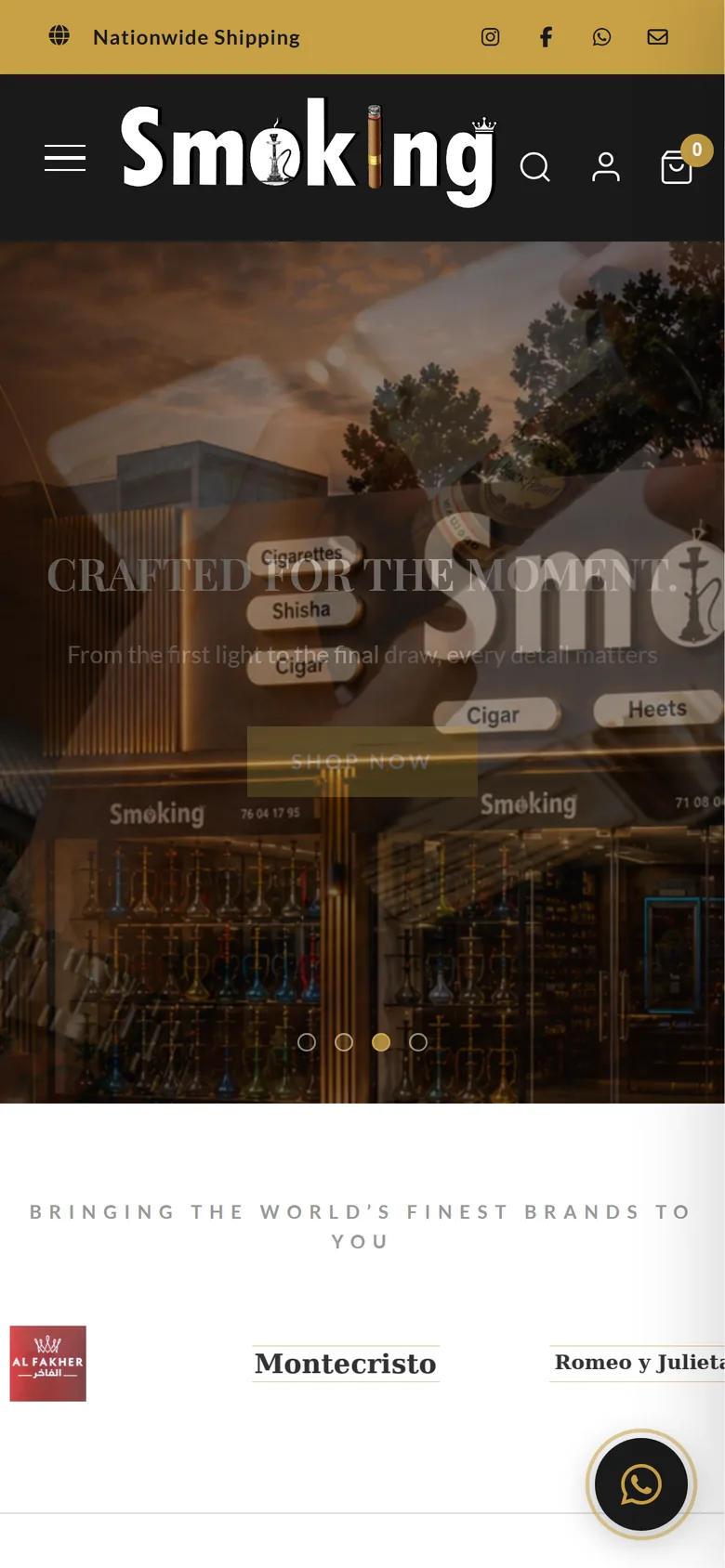 SmokingLB home page on mobile