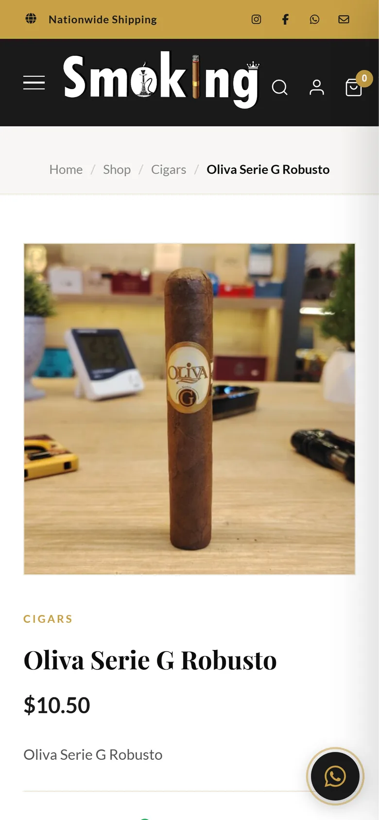 SmokingLB product page on mobile