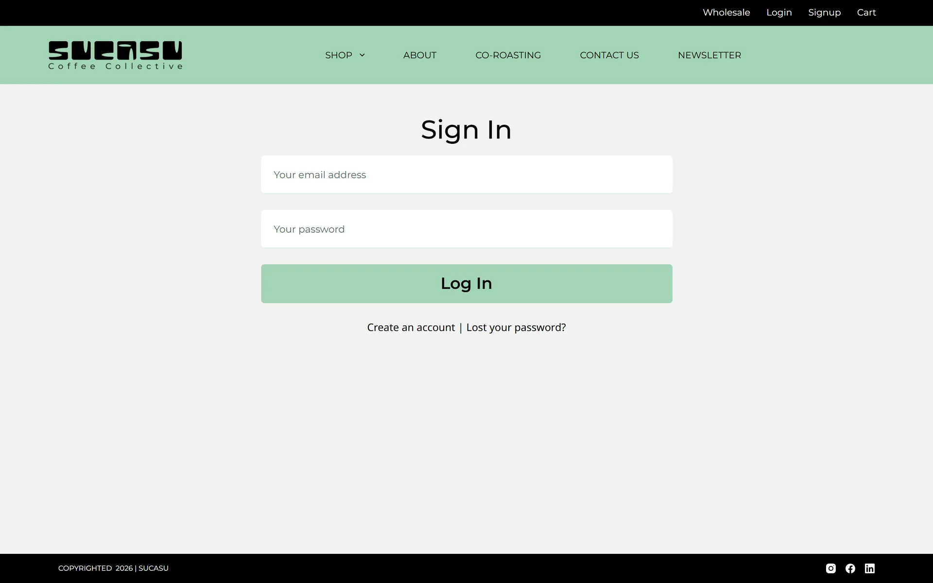 Sucasu wholesale sign-in page