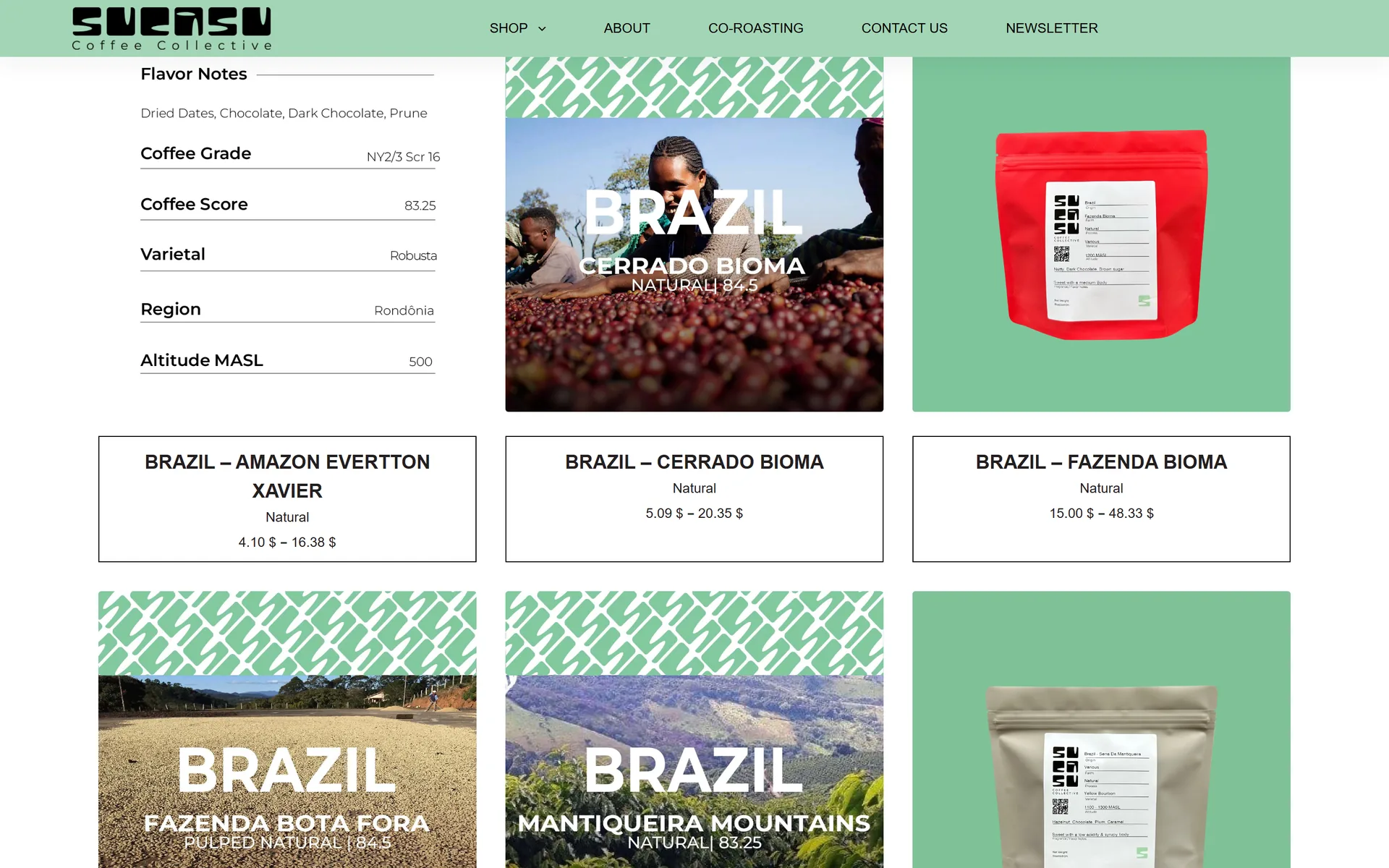Sucasu coffee shop with origin details