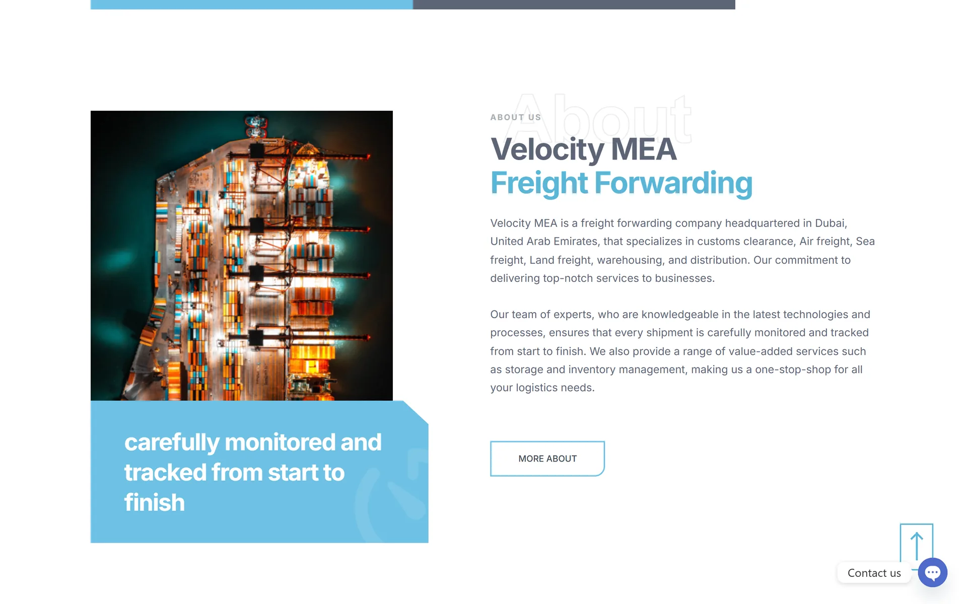 Velocity MEA home page about section