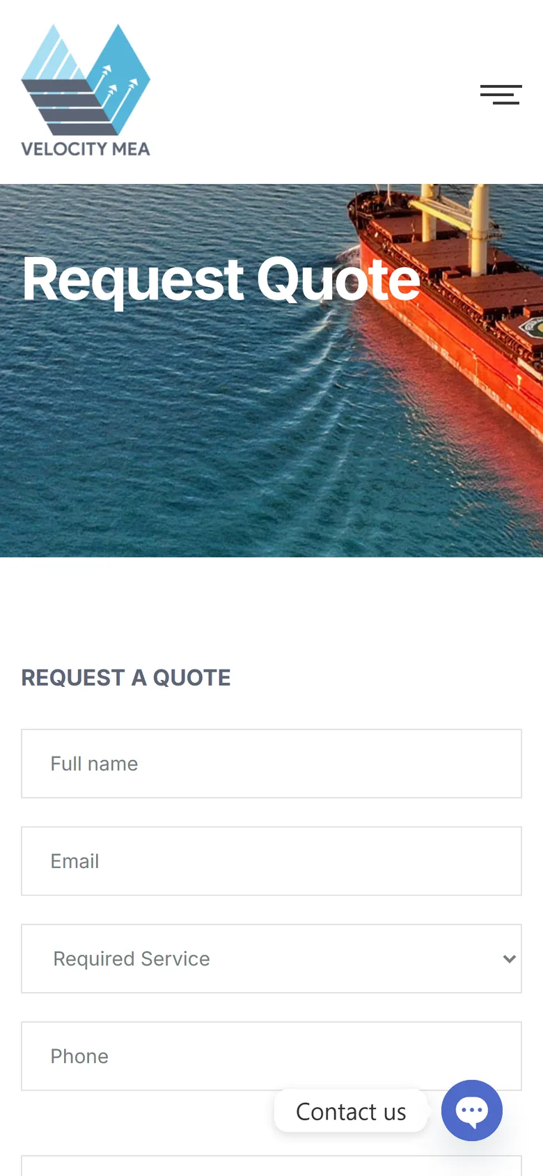 Velocity MEA quote form on mobile