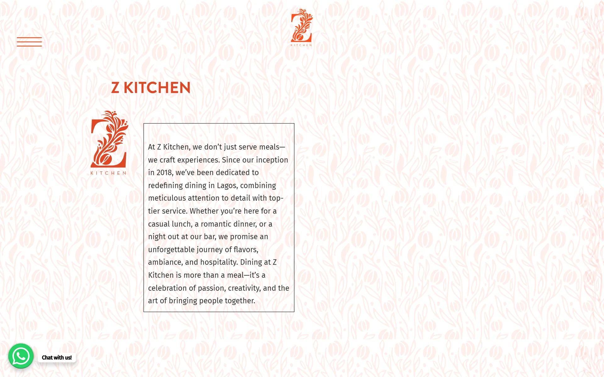 Z Kitchen about page