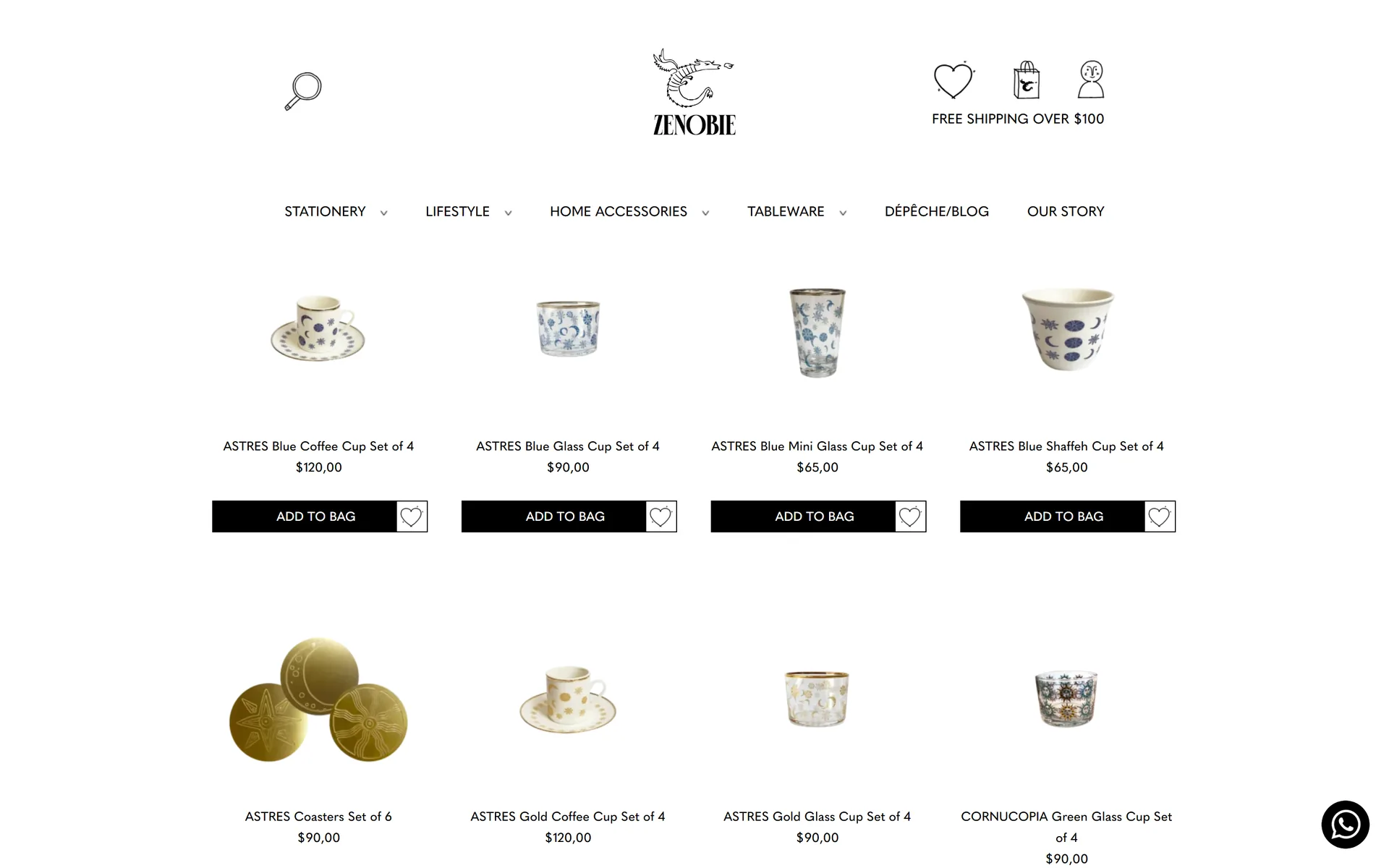 Zenobie festive tableware collection page