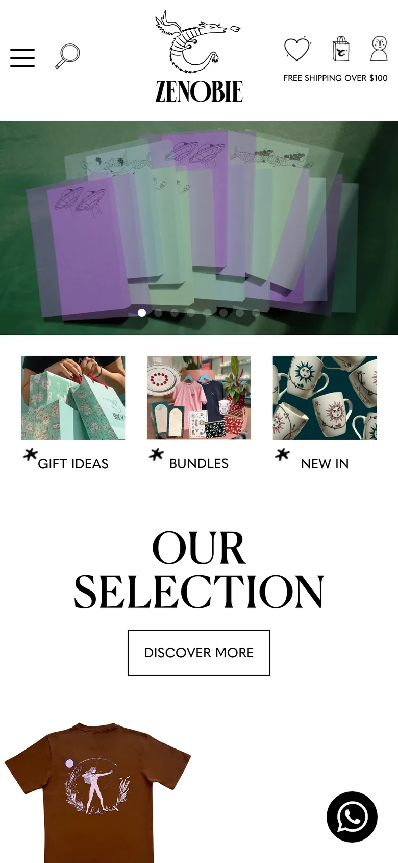 Zenobie home page on mobile